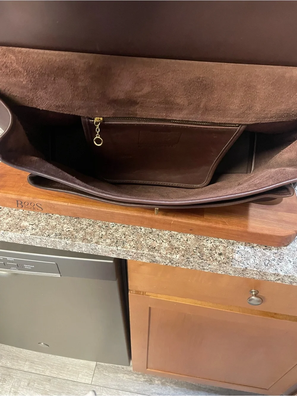 Coach Dark Brown Leather Messenger Satchel with Gold Hardware